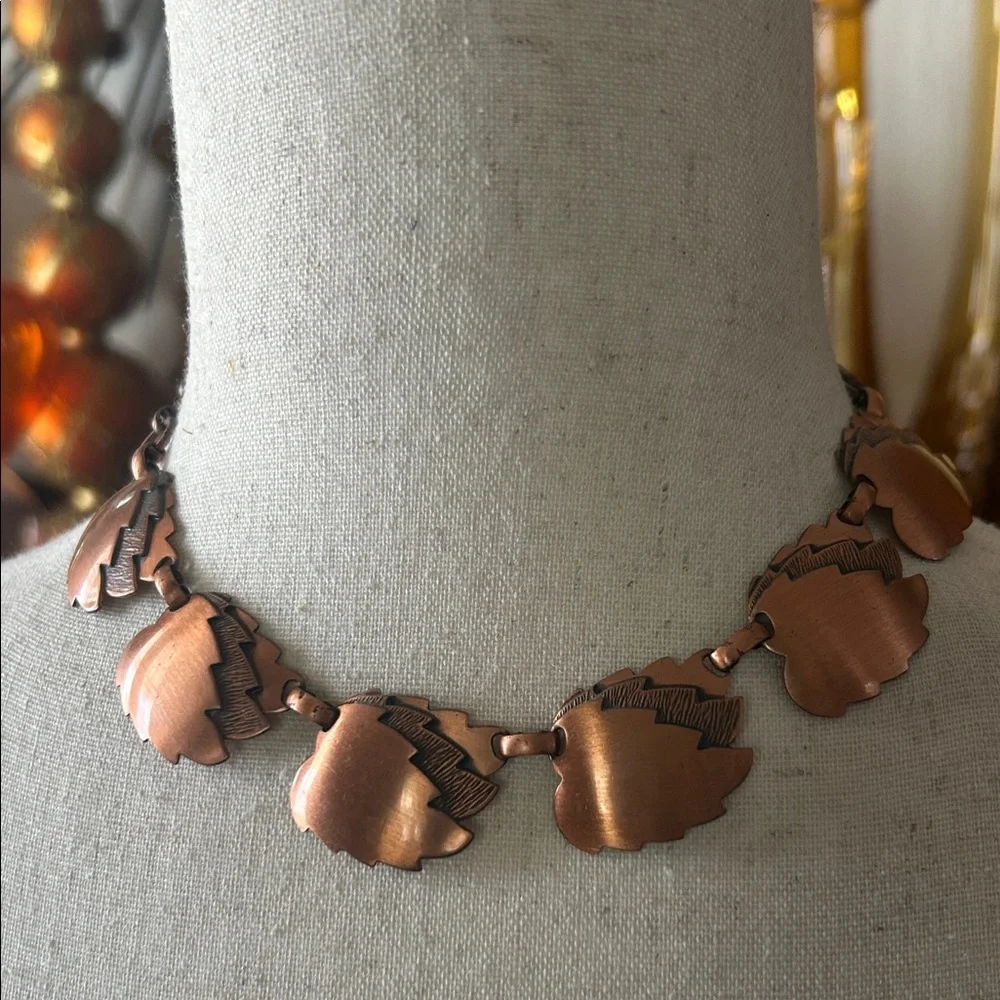 Vintage Copper Leaf Choker Necklace